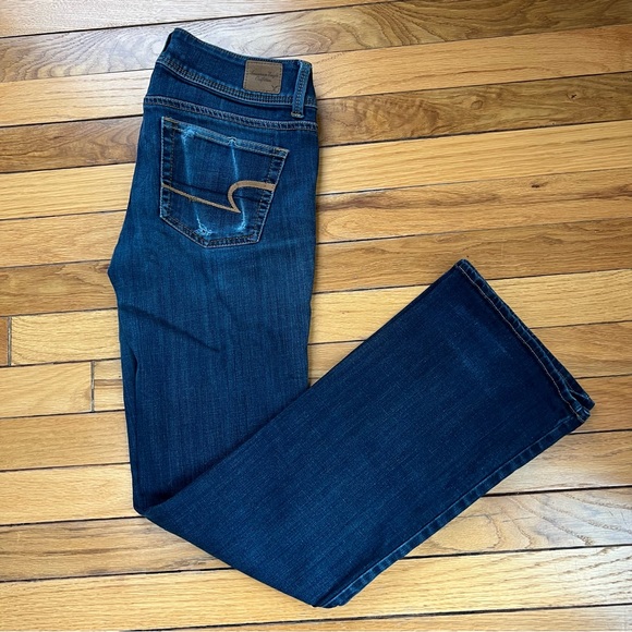 American eagle distressed y2k super stretch slim boot jeans 4 regular - Picture 3 of 9